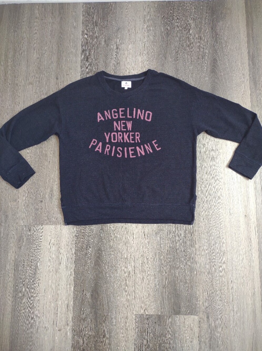 Sundry Navy  Crew Neck Sweatshirt with Pink Lettering